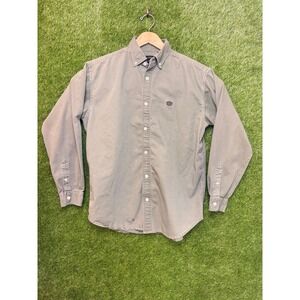 Deus Ex Machina Mens Olive Green Cotton Twill Button Down Shirt Size M Logo